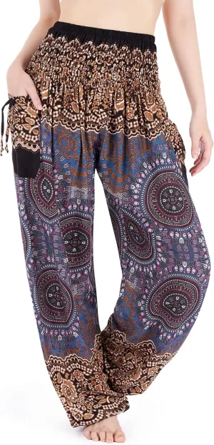 Lannaclothesdesign Harem Pants Women High Waist Bohemian Yoga Pants with Pockets - Boho Hippie Clothes