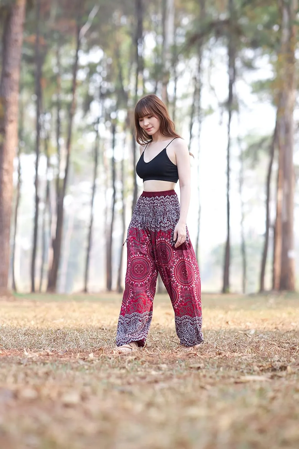 Lannaclothesdesign Harem Pants Women High Waist Bohemian Yoga Pants with Pockets - Boho Hippie Clothes