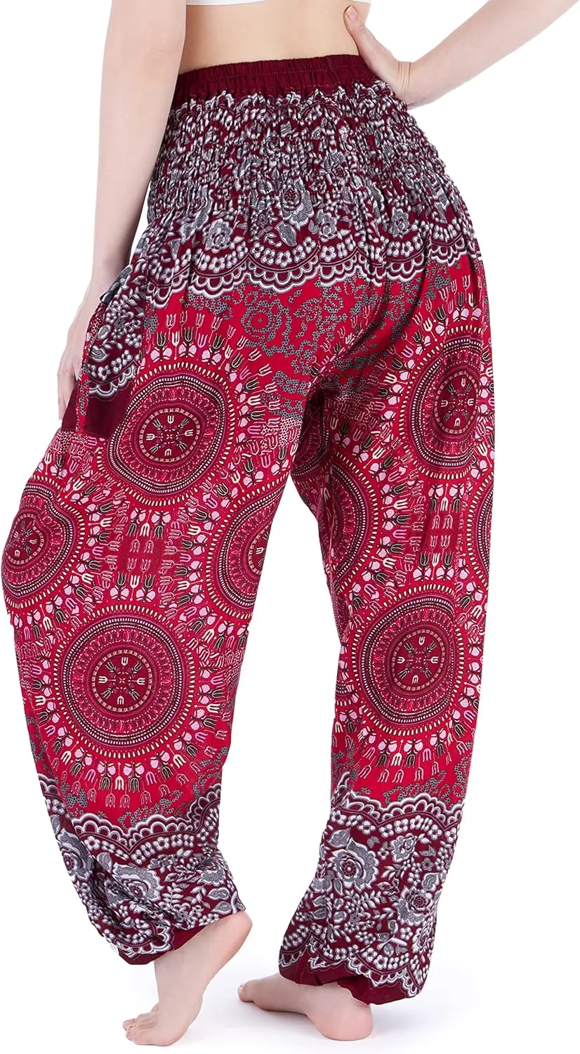 Lannaclothesdesign Harem Pants Women High Waist Bohemian Yoga Pants with Pockets - Boho Hippie Clothes