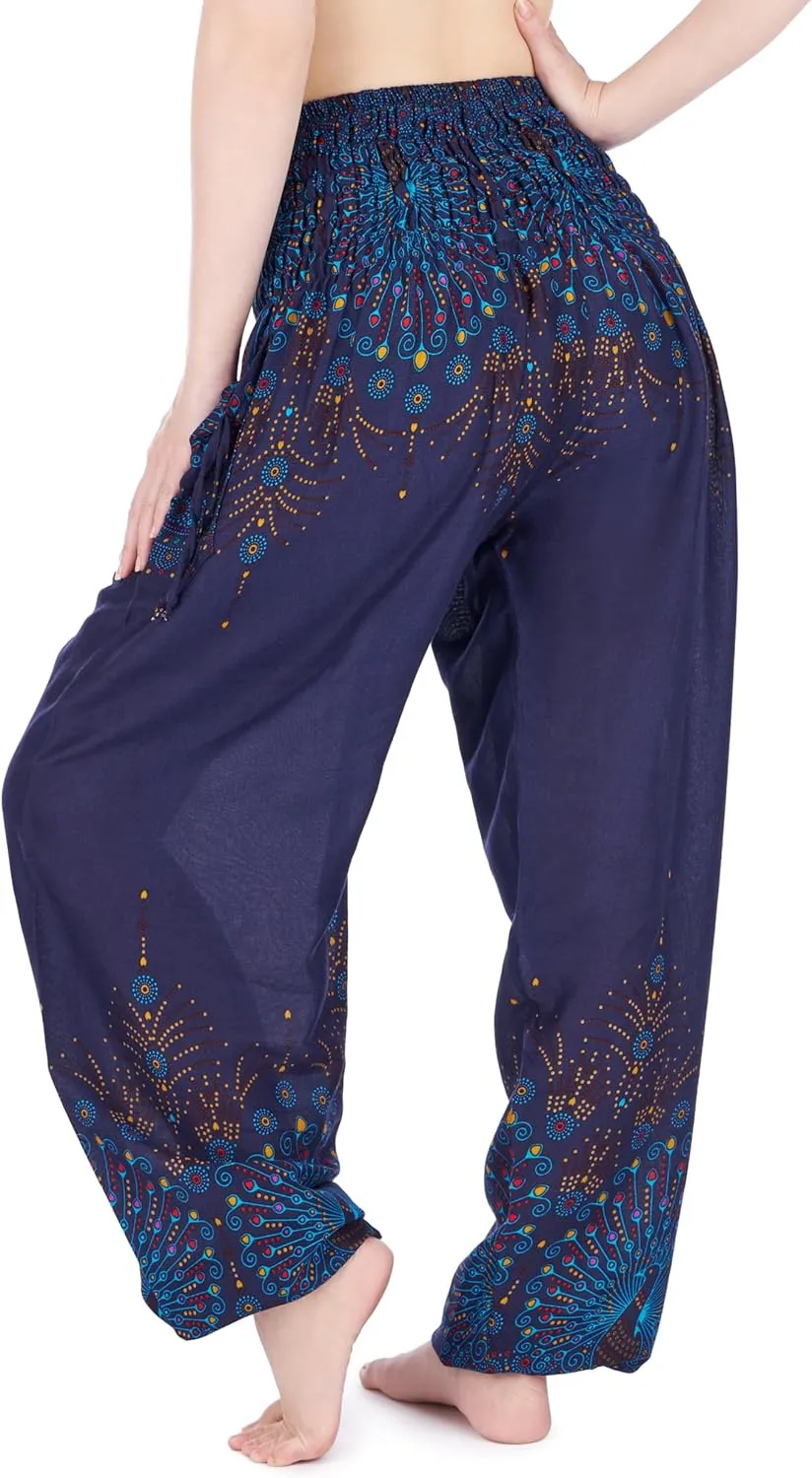 Lannaclothesdesign Harem Pants Women High Waist Bohemian Yoga Pants with Pockets - Boho Hippie Clothes