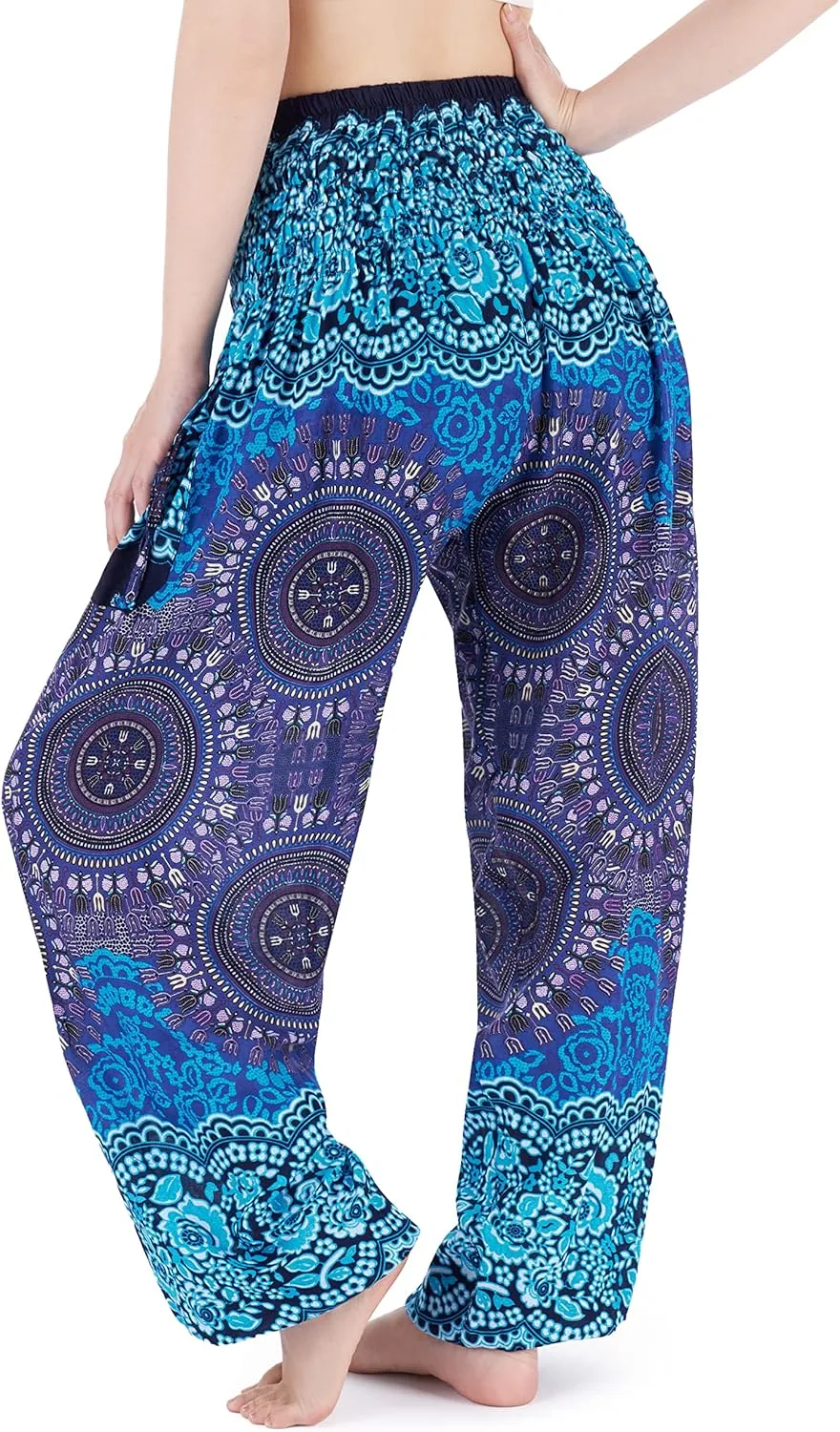 Lannaclothesdesign Harem Pants Women High Waist Bohemian Yoga Pants with Pockets - Boho Hippie Clothes