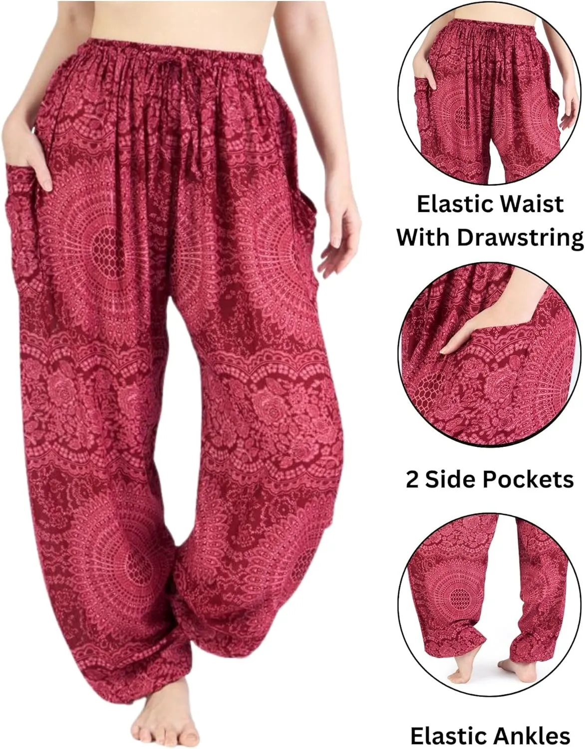 Lannaclothesdesign Women's Elephant Hippie Boho Yoga Harem Pants