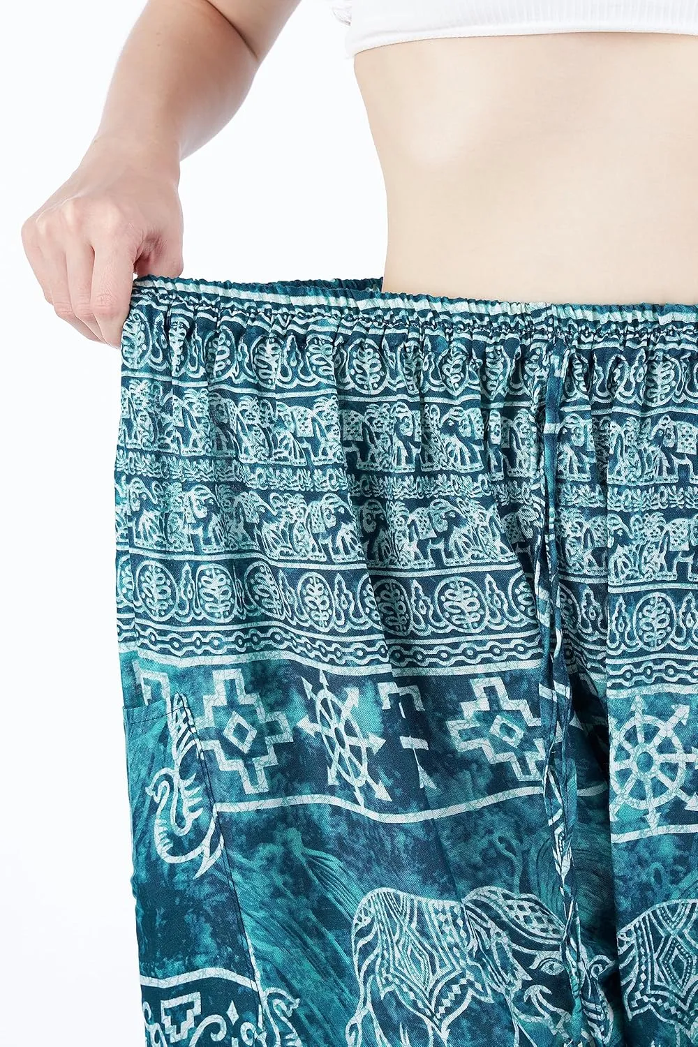 Lannaclothesdesign Women's Elephant Hippie Boho Yoga Harem Pants
