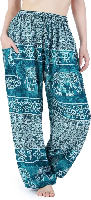 Lannaclothesdesign Women's Elephant Hippie Boho Yoga Harem Pants