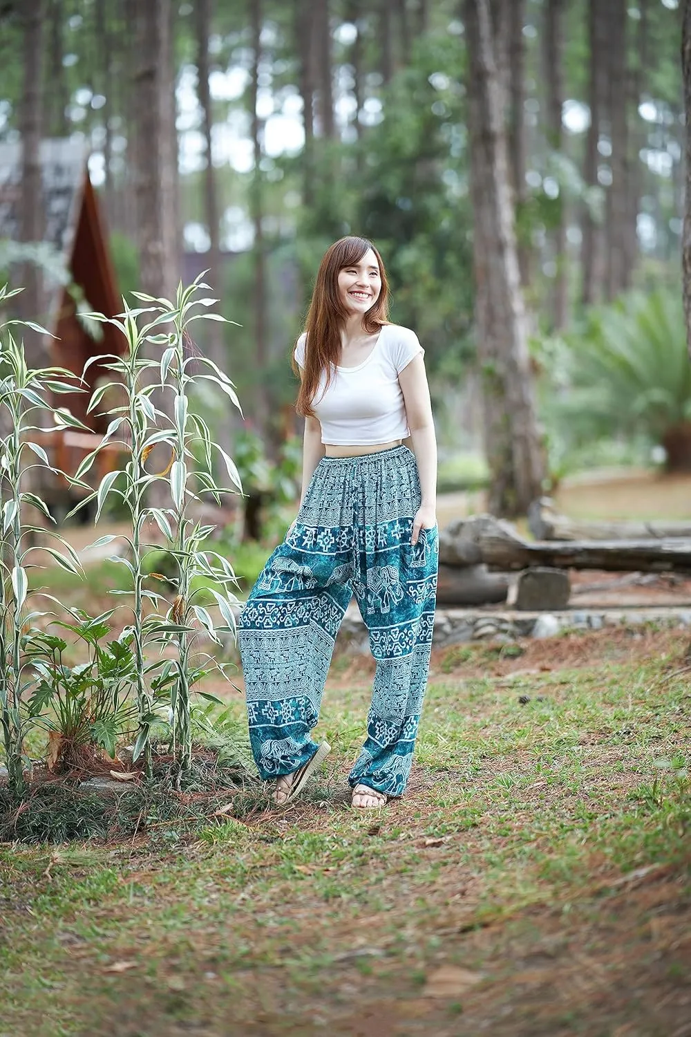 Lannaclothesdesign Women's Elephant Hippie Boho Yoga Harem Pants