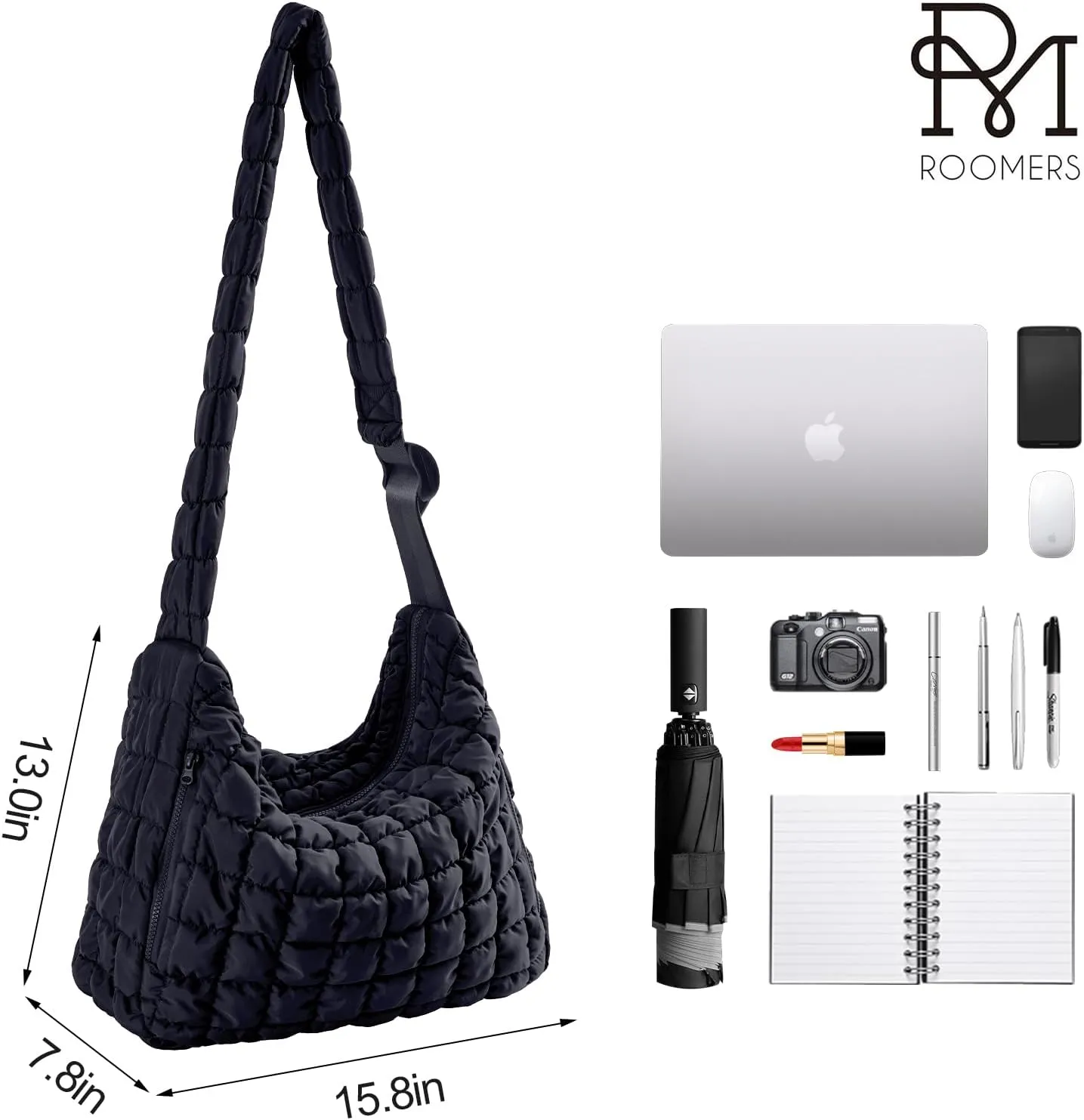 Large Puffer Tote Bag Quilted Hobo Shoulder Bag Overnight Black Crossbody Puffy Bag for Gym Women Travel Purse
