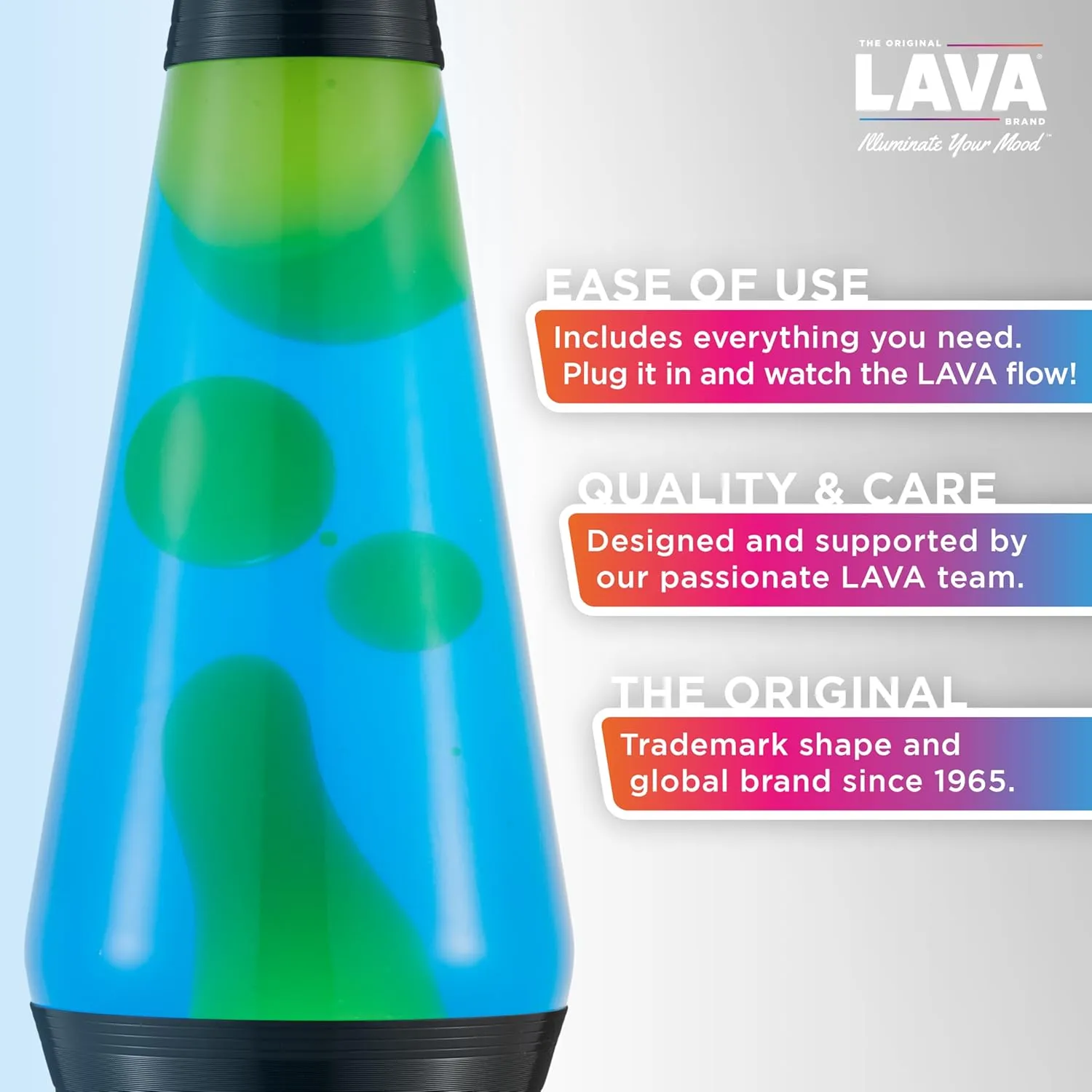 LAVA The Original Lamp - 14.5'' Vinyl Record Grooved Base - Classic Liquid Motion Lamp - Yellow and Blue Liquid - Item #2020 (Amazon Exclusive)