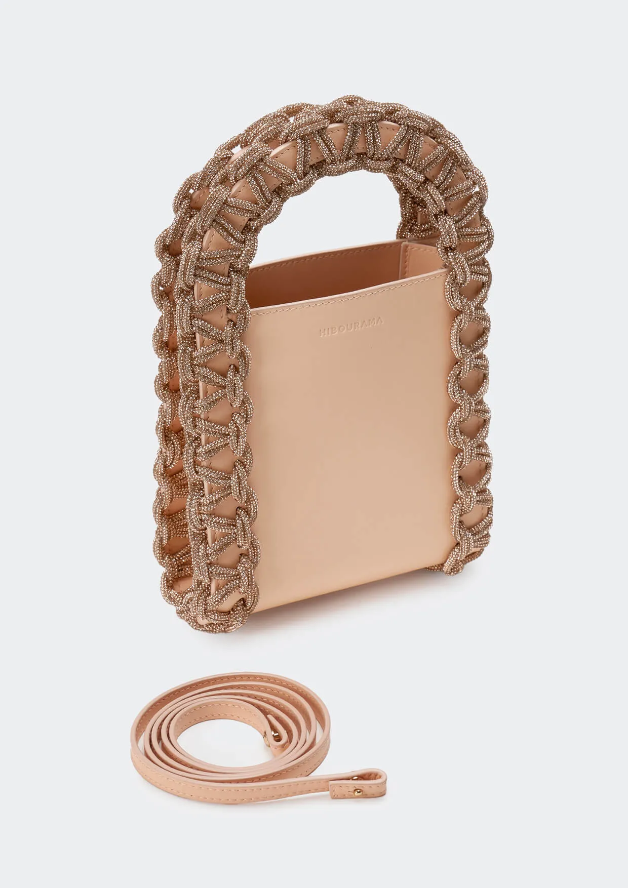 Layla Rectangular Crystal-Studded Woven Handle Handbag