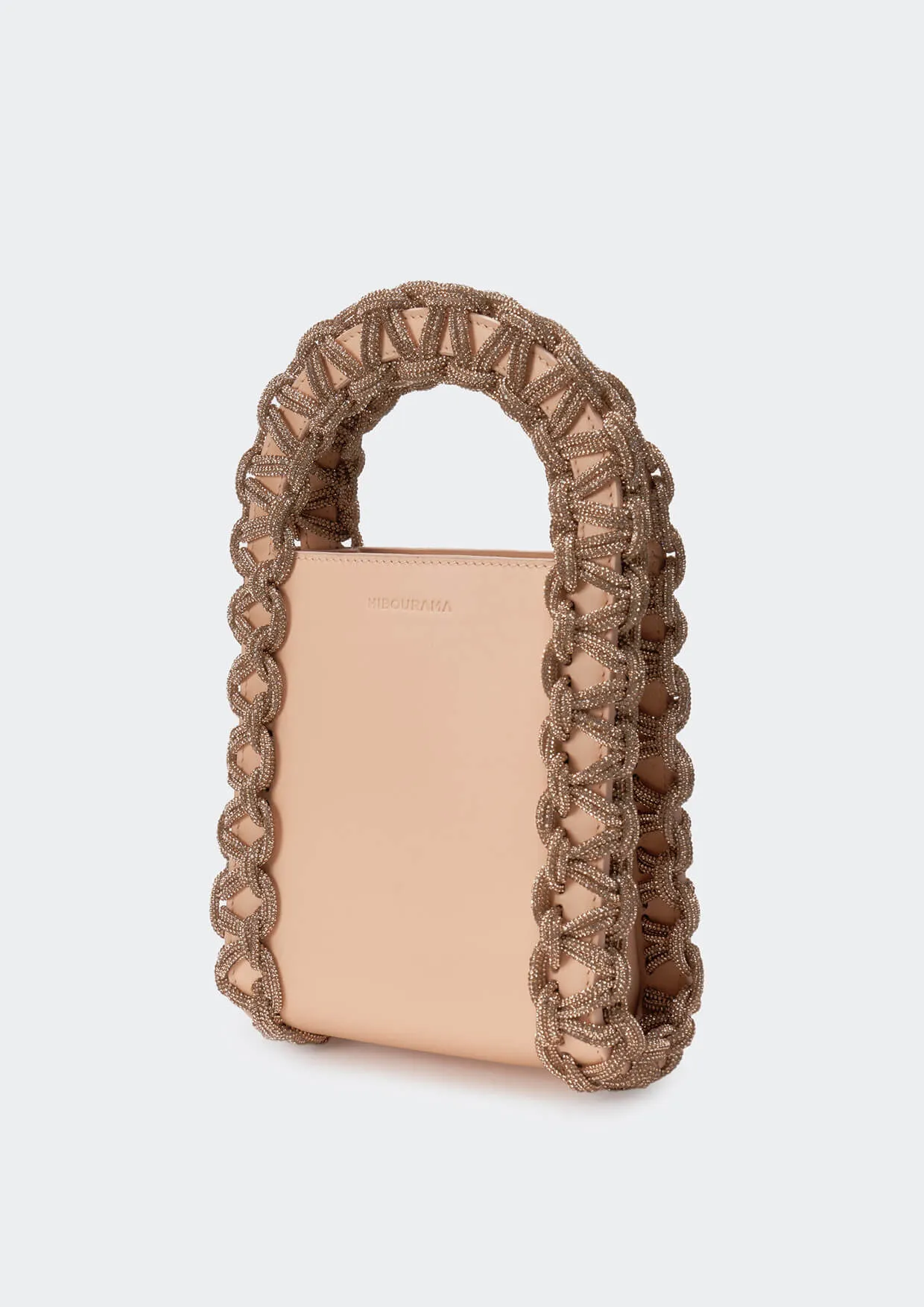 Layla Rectangular Crystal-Studded Woven Handle Handbag