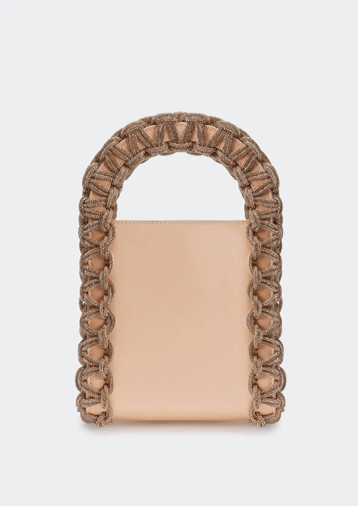Layla Rectangular Crystal-Studded Woven Handle Handbag