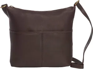 Le Donne Full-Grain Colombian Leather Carefree Top-Zip Shoulder Bag with Adjustable Strap and Smart Phone Holder