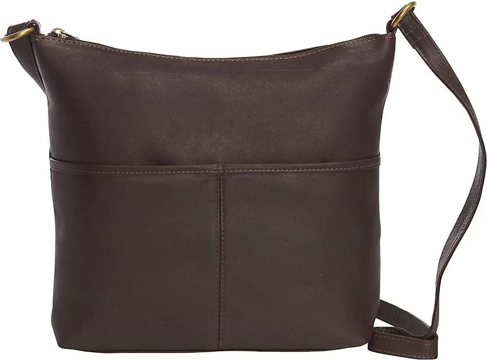 Le Donne Full-Grain Colombian Leather Carefree Top-Zip Shoulder Bag with Adjustable Strap and Smart Phone Holder