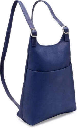 Le Donne Leather Women’s Slim Sling Backpack – Premium Full-Grain Colombian Vaquetta Leather Backpack, 12" x 4" x 9", Navy