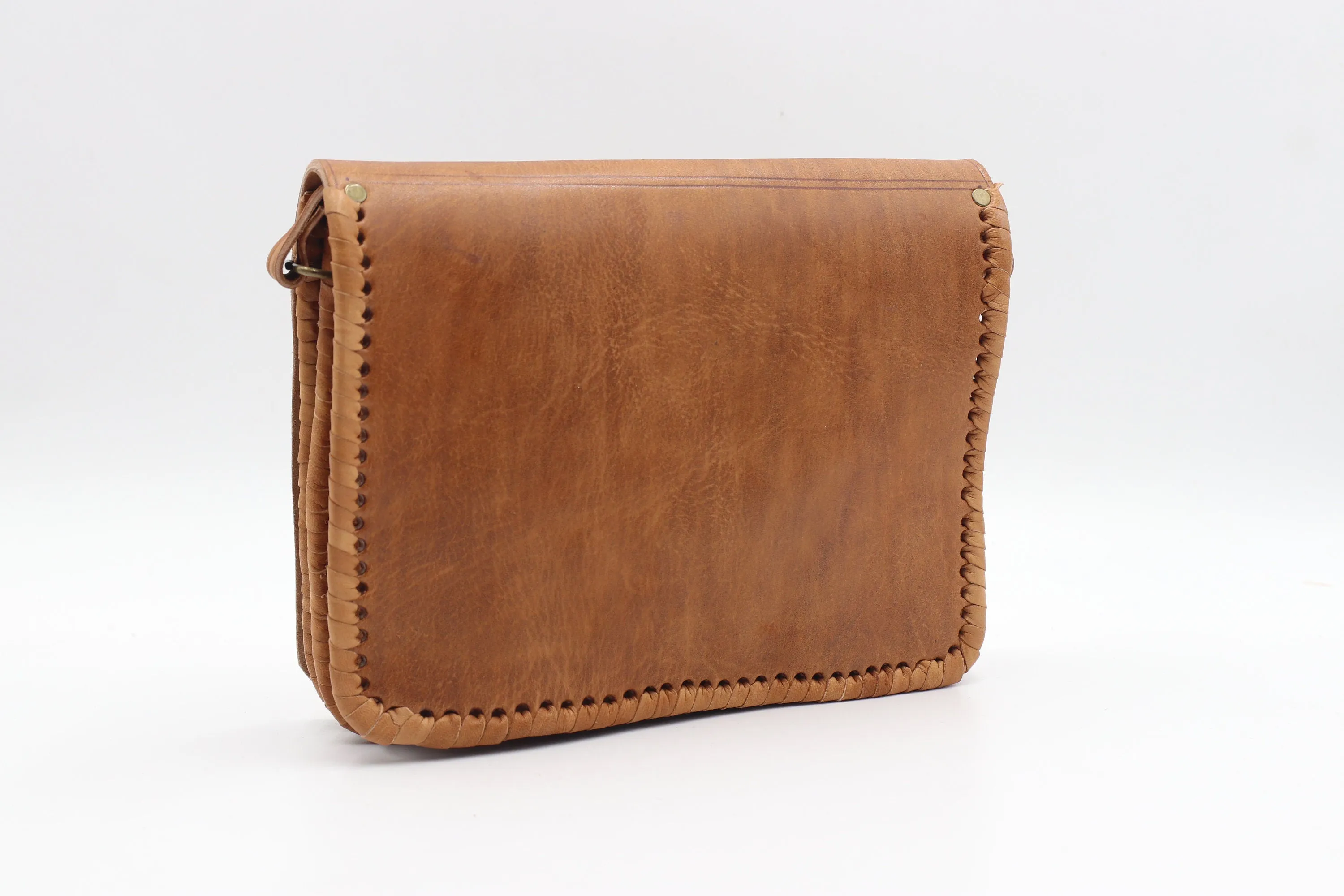 Leather Crossbody Bag - Genuine Leather Bag -Tooled Leather Purse