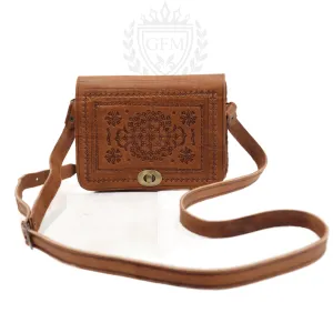 Leather Crossbody Bag - Genuine Leather Bag -Tooled Leather Purse