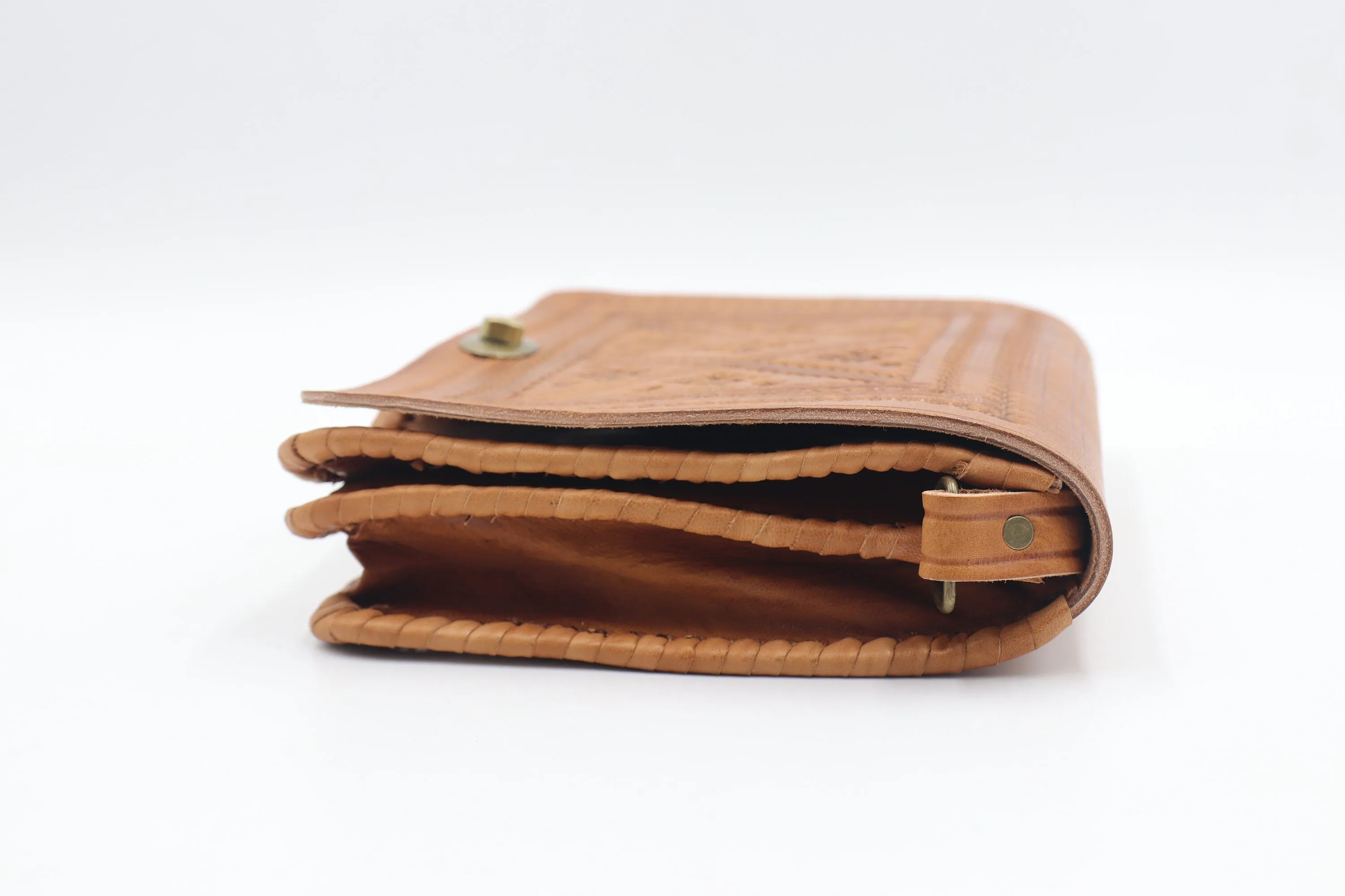 Leather Crossbody Bag - Genuine Leather Bag -Tooled Leather Purse