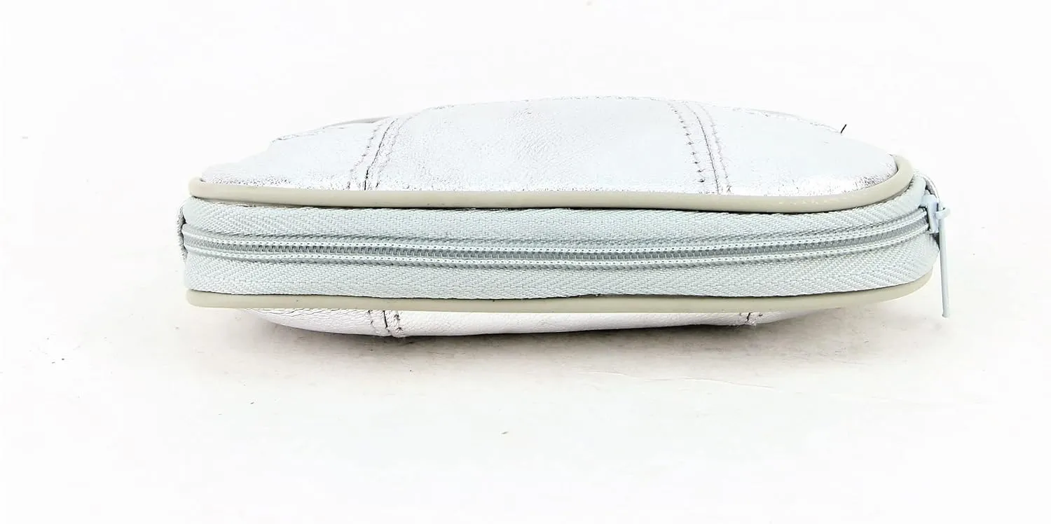 Leather Impressions Double Coin Purse for Women - Genuine Leather Coin Purse with Twist Clasp, 1 zipper pocket, 2 pack lightweight - Timeless clean stitched Small Coin Purse (Back, Silver)