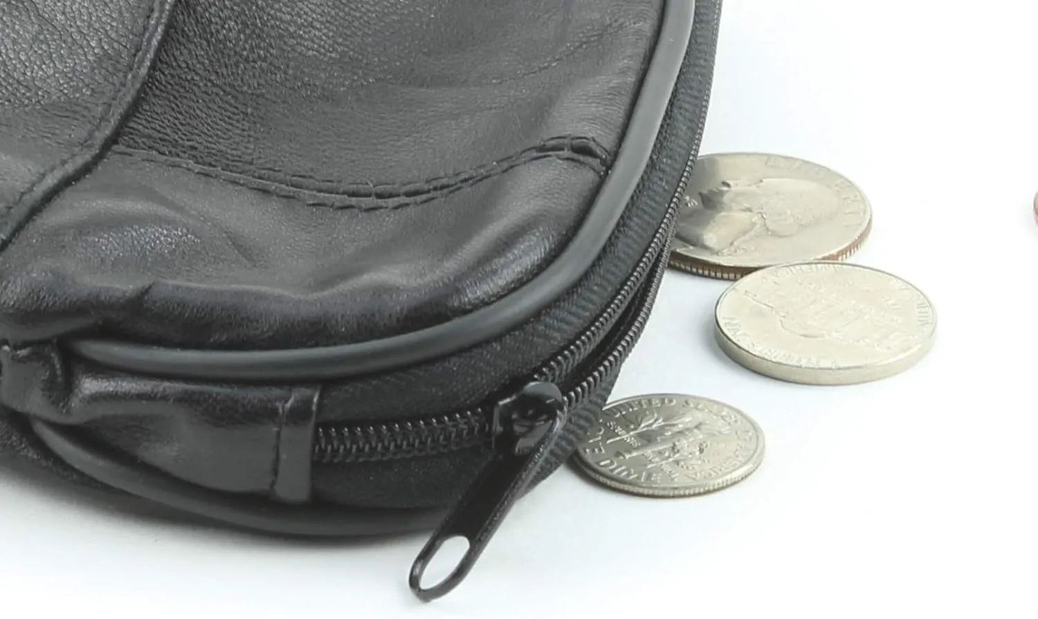 Leather Impressions Double Coin Purse for Women - Genuine Leather Coin Purse with Twist Clasp, 1 zipper pocket, 2 pack lightweight - Timeless clean stitched Small Coin Purse (Back, Silver)