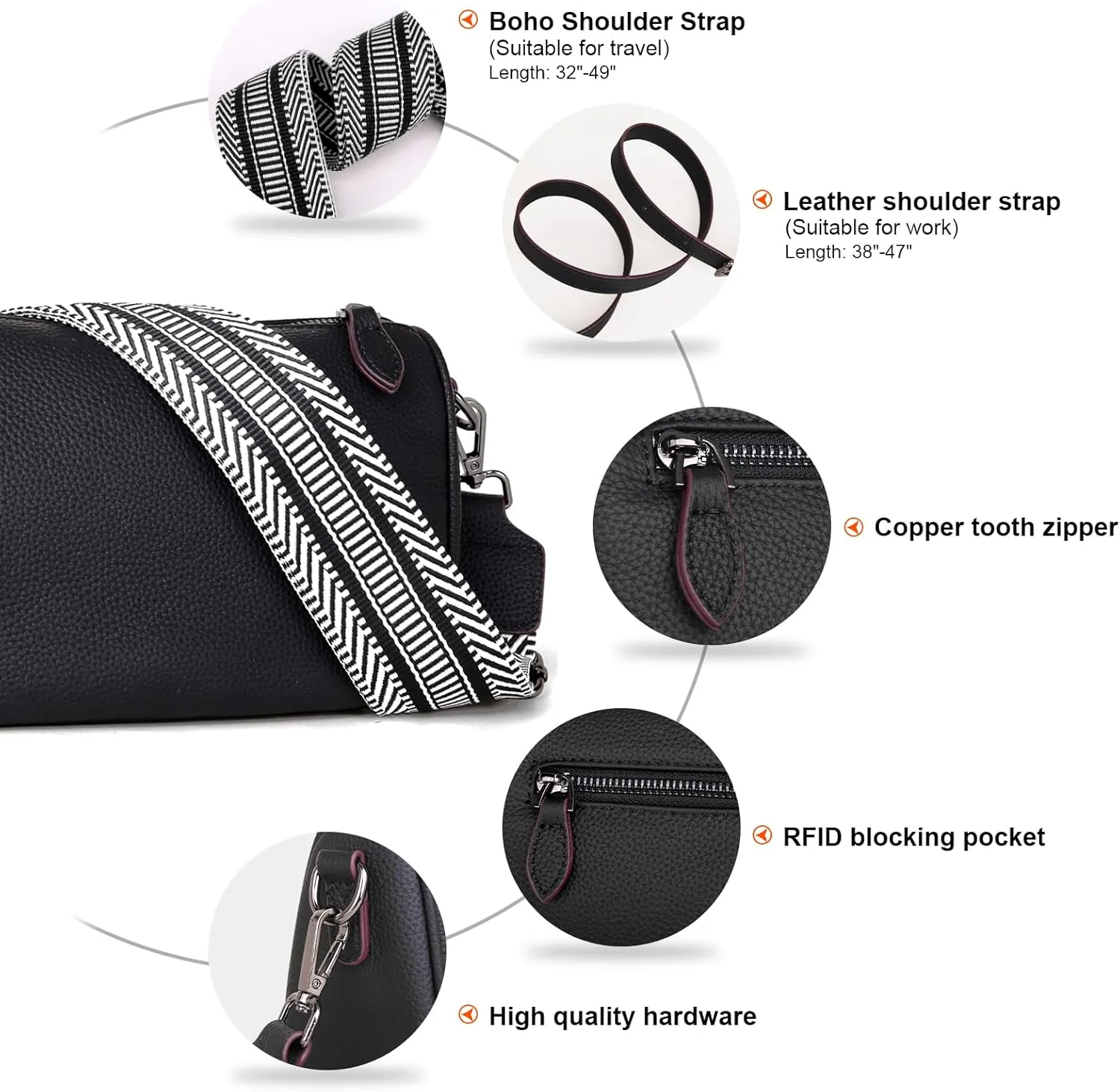 Leather Purse Crossbody Bag for Women: Genuine Leather Purses for Women Trendy - Small Shoulder Cross Body Bag