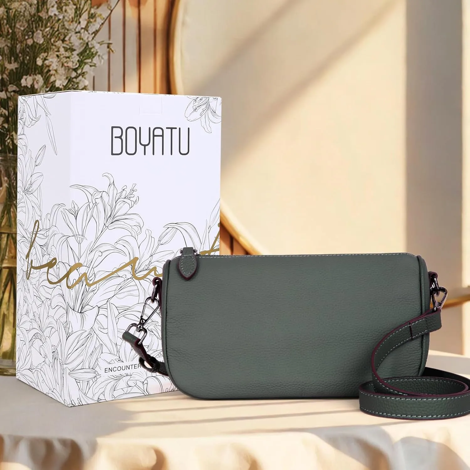 Leather Purse Crossbody Bag for Women: Genuine Leather Purses for Women Trendy - Small Shoulder Cross Body Bag