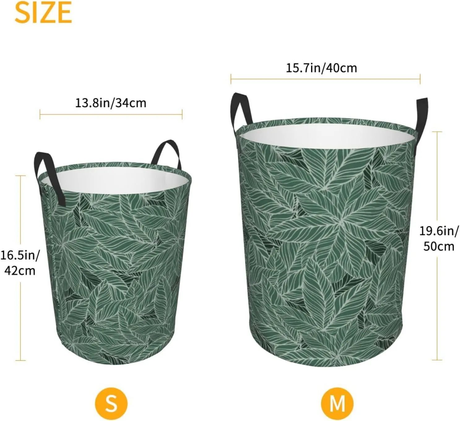 Leaves Laundry Basket Boho Laundry Basket Green Laundry Basket Collapsible Foldable Waterproof Floral Laundry Hamper Dirty Clothes Storage Bucket For Household Bedroom, Bathroom, College Dorm