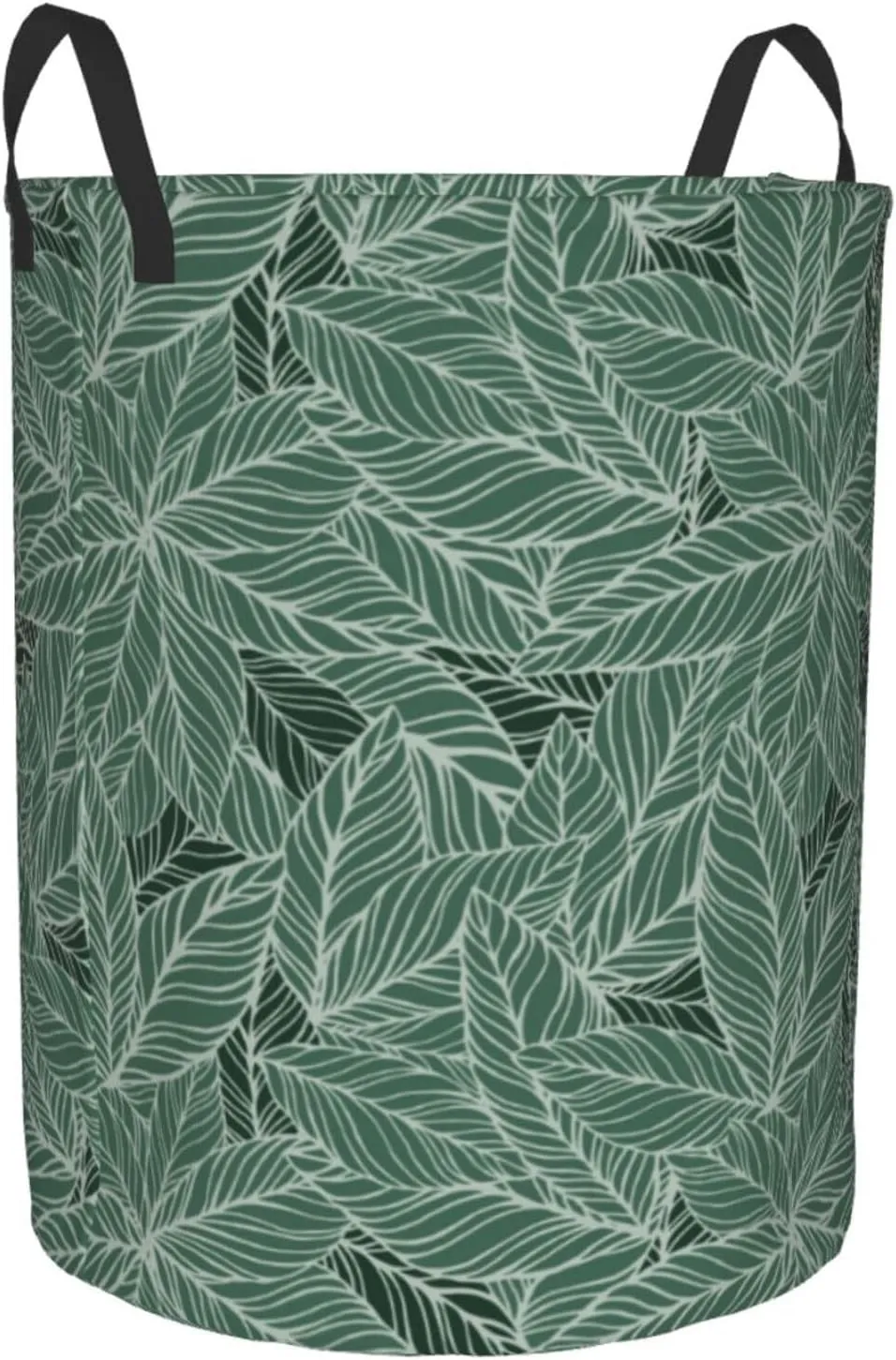Leaves Laundry Basket Boho Laundry Basket Green Laundry Basket Collapsible Foldable Waterproof Floral Laundry Hamper Dirty Clothes Storage Bucket For Household Bedroom, Bathroom, College Dorm