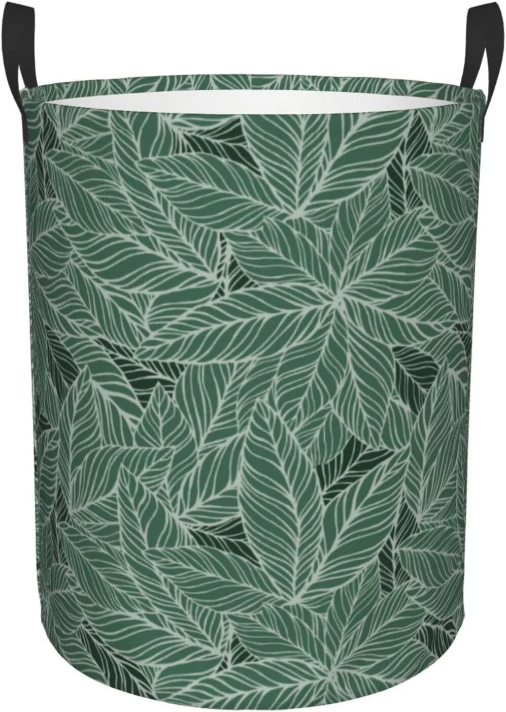 Leaves Laundry Basket Boho Laundry Basket Green Laundry Basket Collapsible Foldable Waterproof Floral Laundry Hamper Dirty Clothes Storage Bucket For Household Bedroom, Bathroom, College Dorm