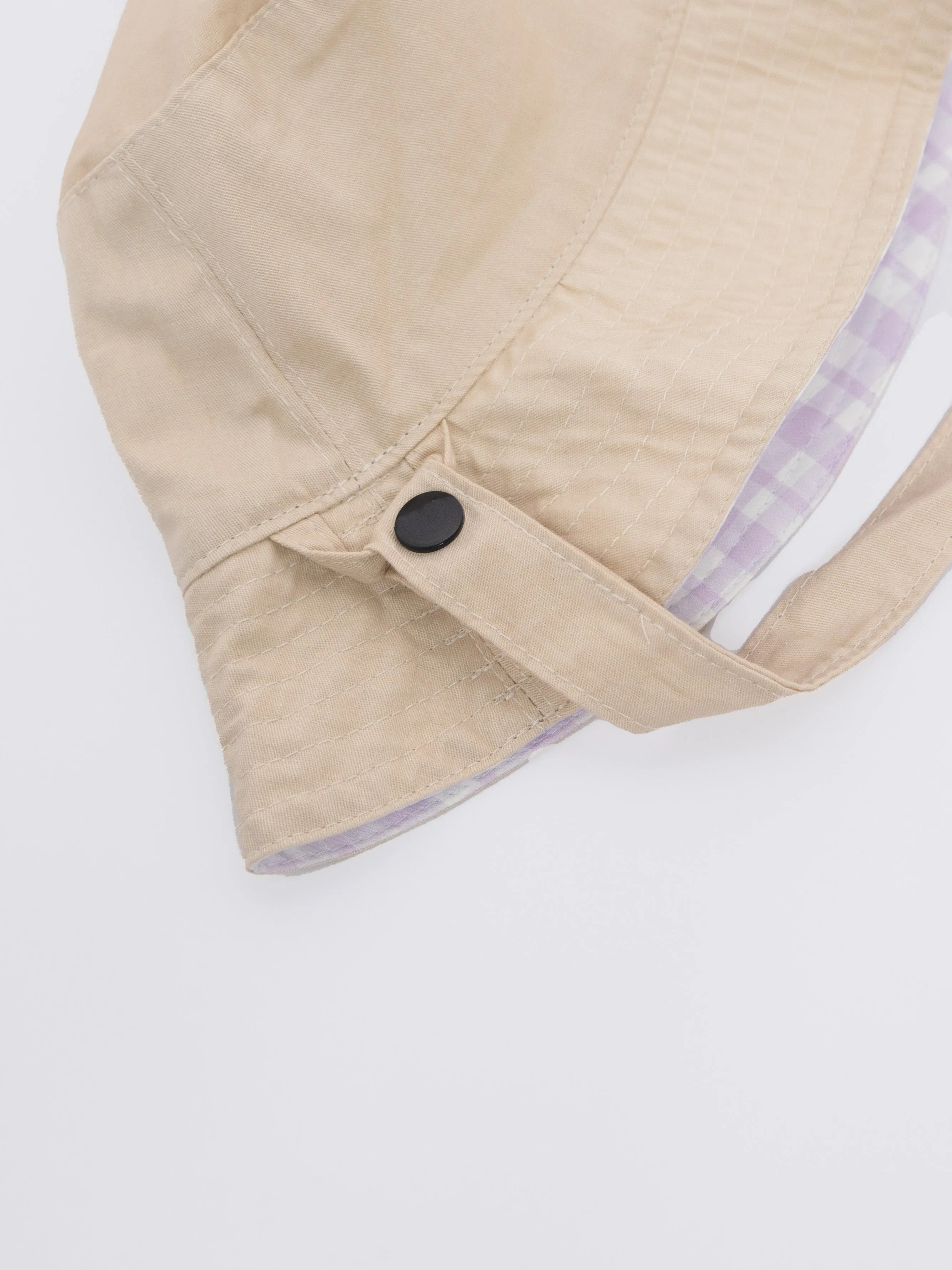 Lilac Gingham Cream - Reversible Bucket Hat (Baby/Toddler)