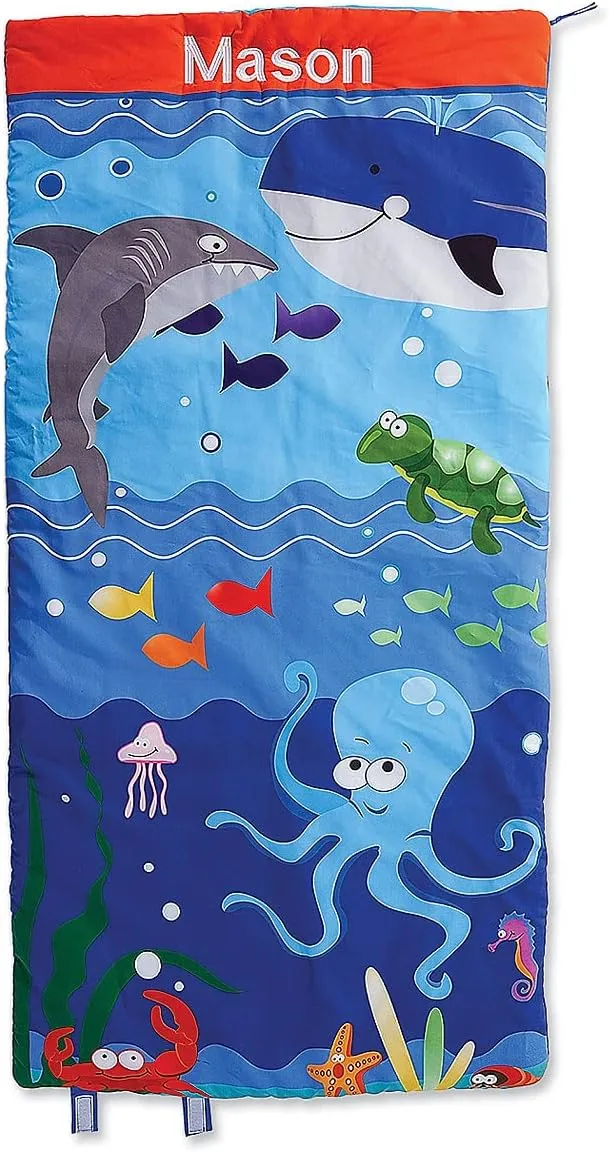 Lillian Vernon Personalized Indoor Sleeping Bag - Kids Sleepover & Napper Sleep Sack - Plush, Cute, & Cozy Cotton Poly Blend - Girls, Boys, & Toddler 30” x 60” Size