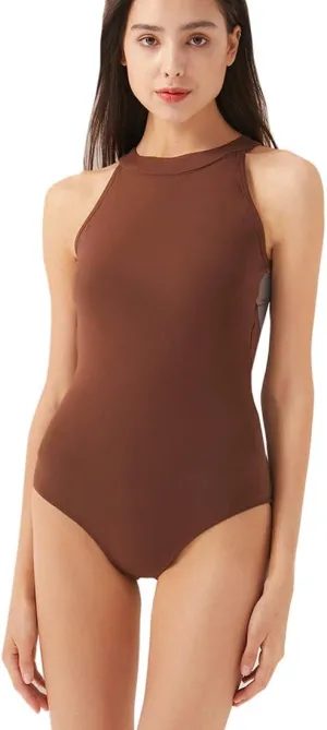 Limiles Women's Halter Neck Bodysuit Keyhole Back Gymnastic Ballet Dance Leotard Tops Dancewear Costumes