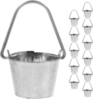 LOGOFUN 12Pcs Dollhouse Miniature Water Bucket Doll House Iron Bucket Mini Barrel Model for Garden Micro Landscape Decoration