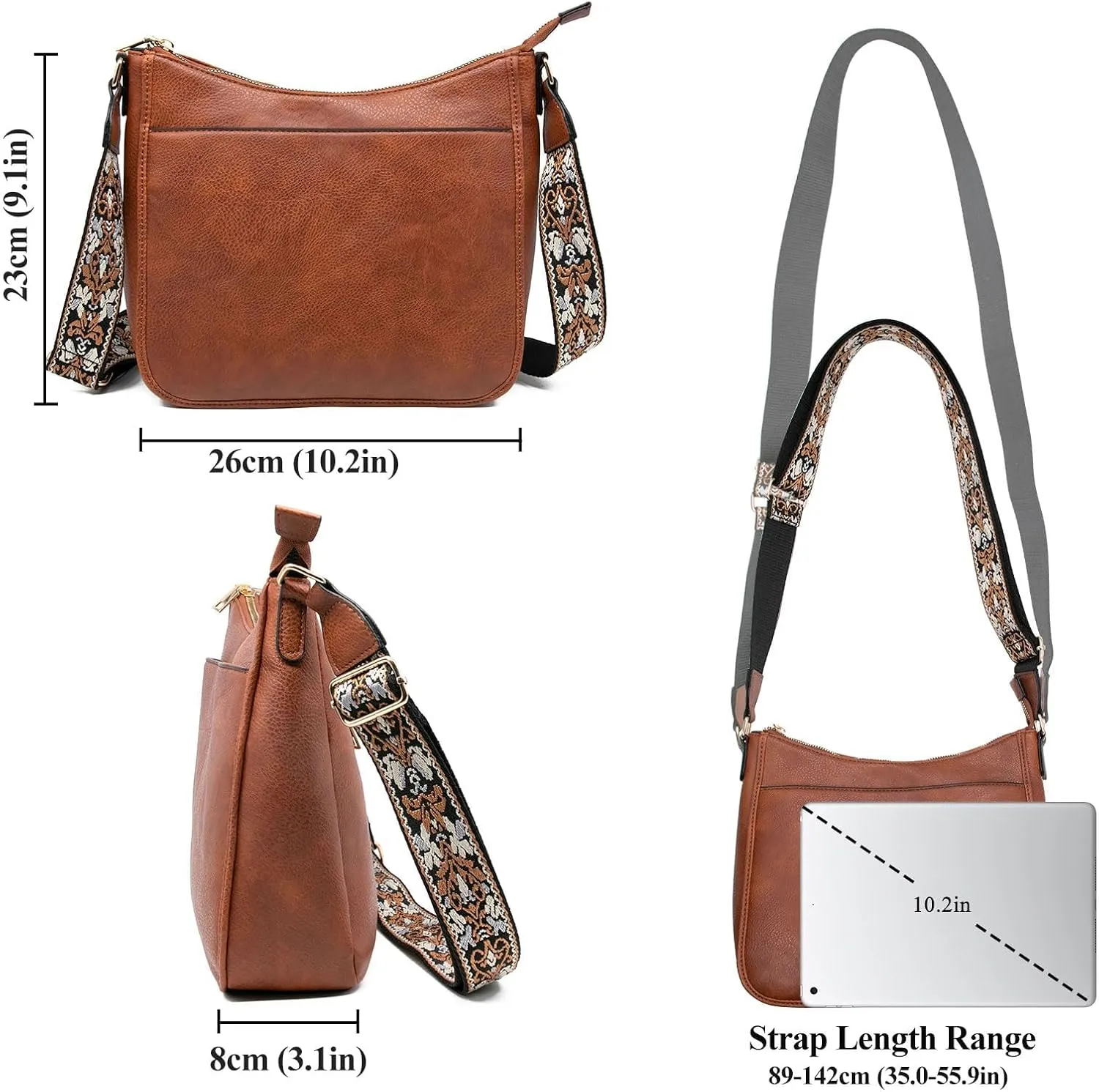Long Keeper Crossbody HandBags - Women Trendy Hobo Bag with Guitar Strap Casual Vegan Leather Shoulder Bag Purses