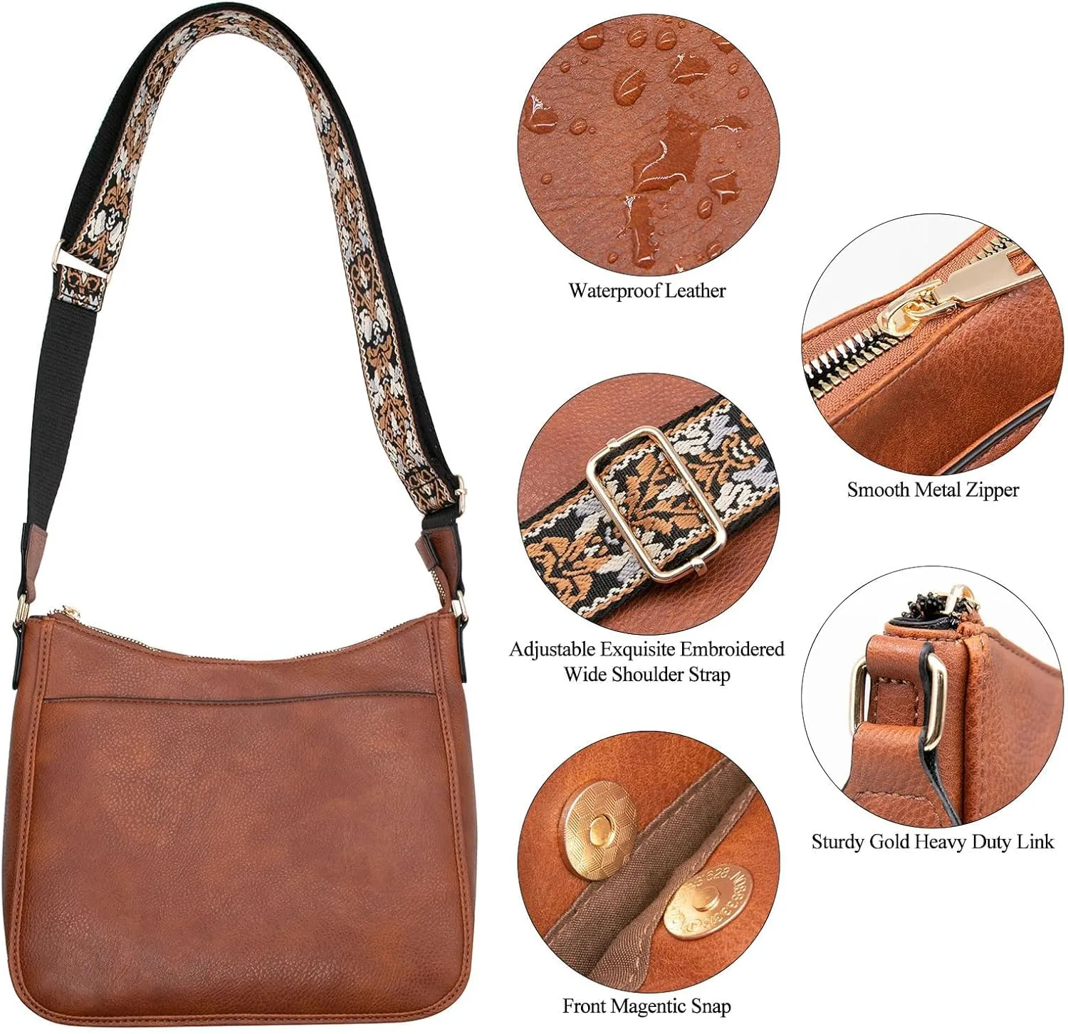 Long Keeper Crossbody HandBags - Women Trendy Hobo Bag with Guitar Strap Casual Vegan Leather Shoulder Bag Purses