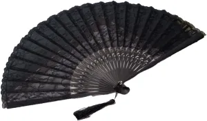 LORGL Hand Fan Lace Women Dance Fan Chinese Style Cotton Hemp Walk Show Fan Folding Fans Handheld Fans Silk Fan Family Decoration Craft Fan
