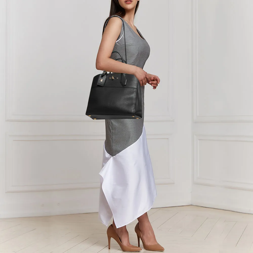 Louis Vuitton Black Leather City Steamer MM Bag