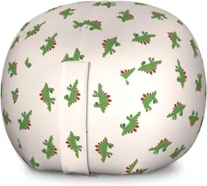 Lunarable Jurassic Storage Toy Bag Chair, Stegosaurus Dinosaur Prehistoric Herbivorous Reptiles Extinct Animals, Stuffed Animal Organizer Washable Bag, Large Size, Fern Green Ruby Beige