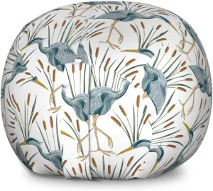 Lunarable Swamp Storage Toy Bag Chair, Blue Grey Heron Birds and Bulrush Water Foliage Growth Wilderness Tropical Lands, Stuffed Animal Organizer Washable Bag, Large Size, Blue Amber