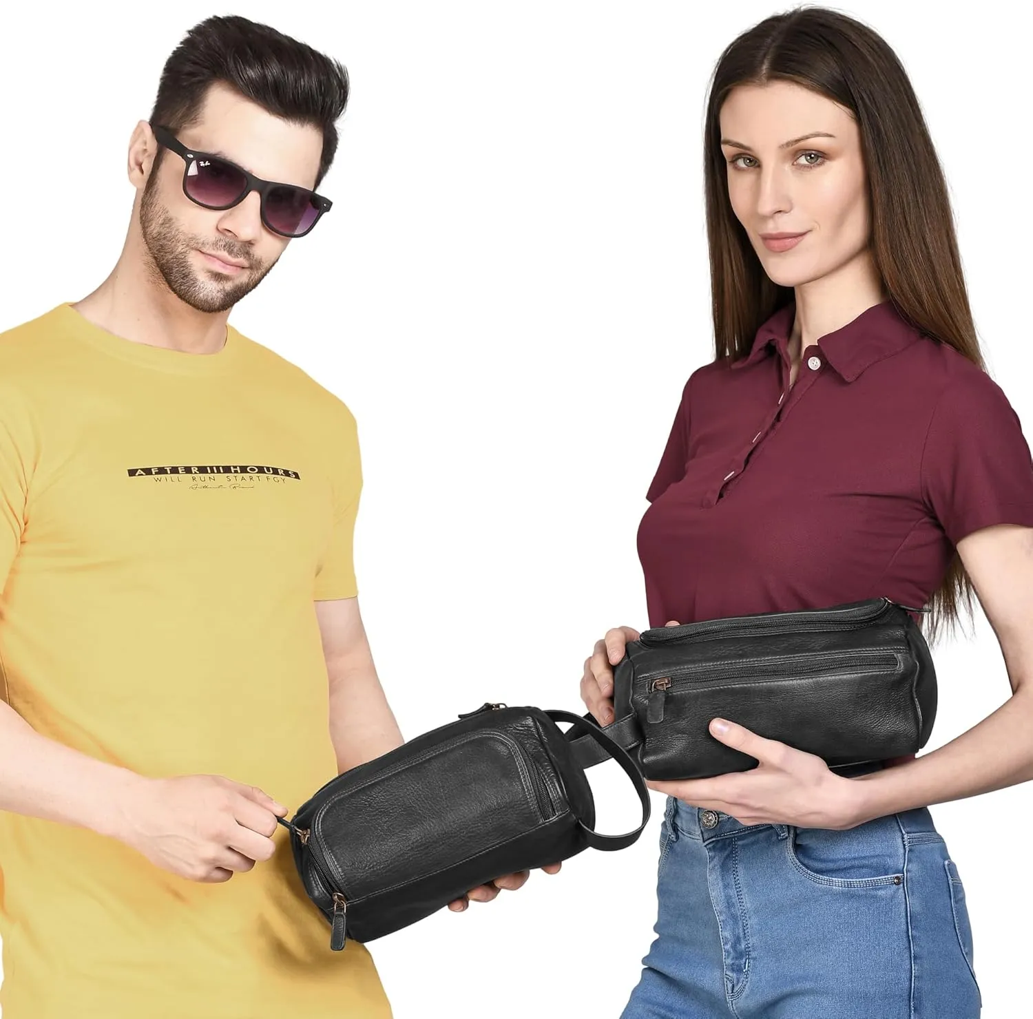 LUXEORIA Genuine Leather Toiletry Bags for Men and Women, Handmade Premium Leather Dopp Kit and Shaving Bag, Cosmetic Bag for Womens and Mens, Travel Essentials & Organizers