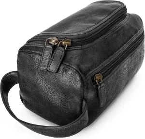 LUXEORIA Genuine Leather Toiletry Bags for Men and Women, Handmade Premium Leather Dopp Kit and Shaving Bag, Cosmetic Bag for Womens and Mens, Travel Essentials & Organizers