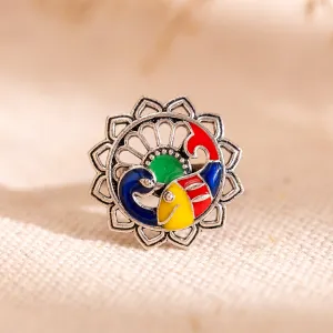 Madhubani Matsya Mayur Oxidised Enamel Ring