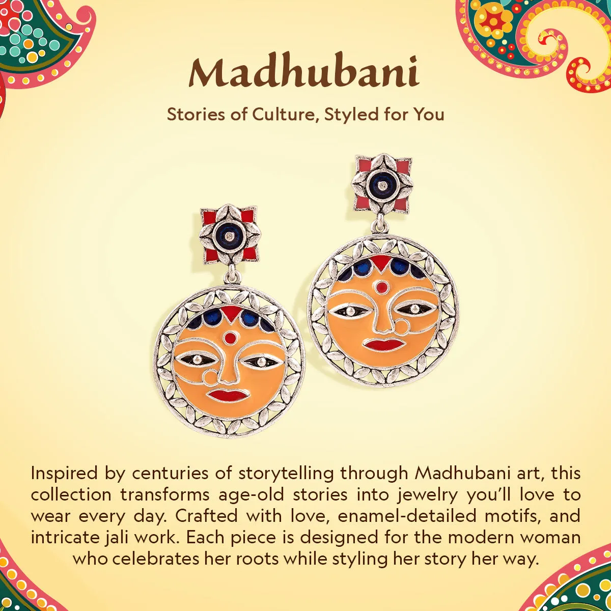 Madhubani Matsya Mayur Oxidised Enamel Ring