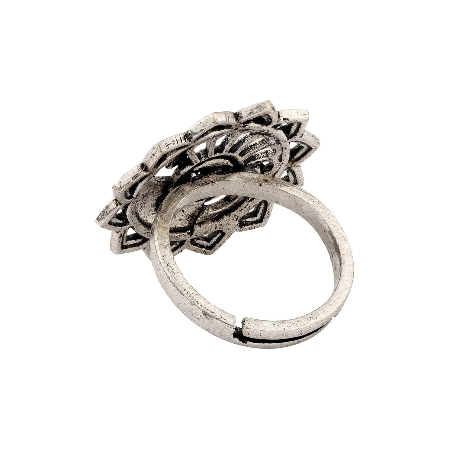 Madhubani Matsya Mayur Oxidised Enamel Ring