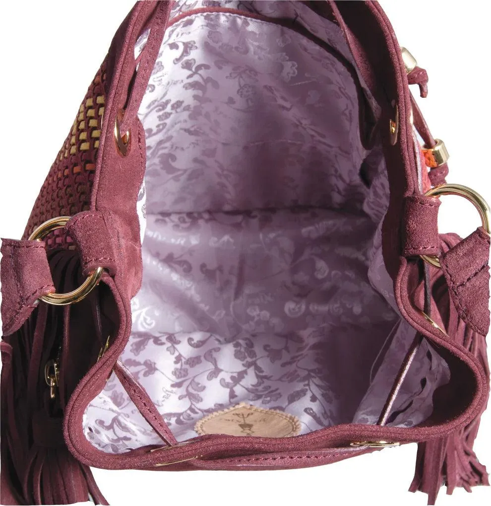MAE Hand-Braided Suede Bucket Bag | Bohemian Fringe Design – Havana & Co.