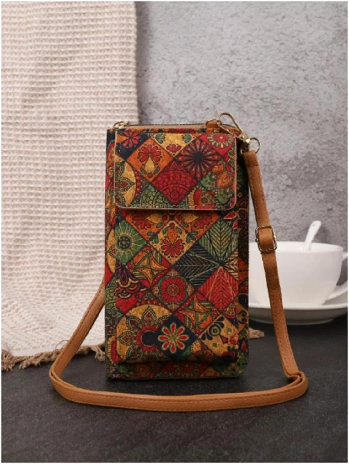 Mandala Bohemian Small Purses for Women Crossbody Strap Bag Cell Phone Wallet Cellphone Cross Body Case Flower with Pocket