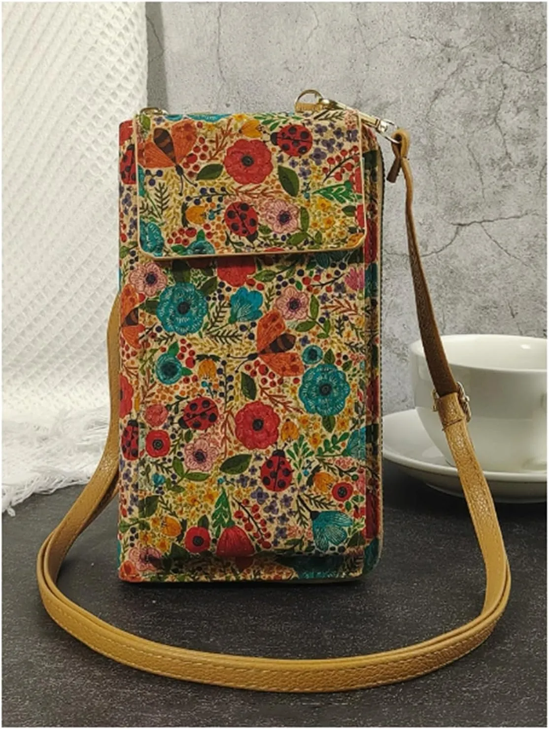 Mandala Bohemian Small Purses for Women Crossbody Strap Bag Cell Phone Wallet Cellphone Cross Body Case Flower with Pocket