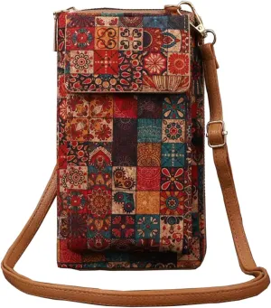 Mandala Bohemian Small Purses for Women Crossbody Strap Bag Cell Phone Wallet Cellphone Cross Body Case Flower with Pocket