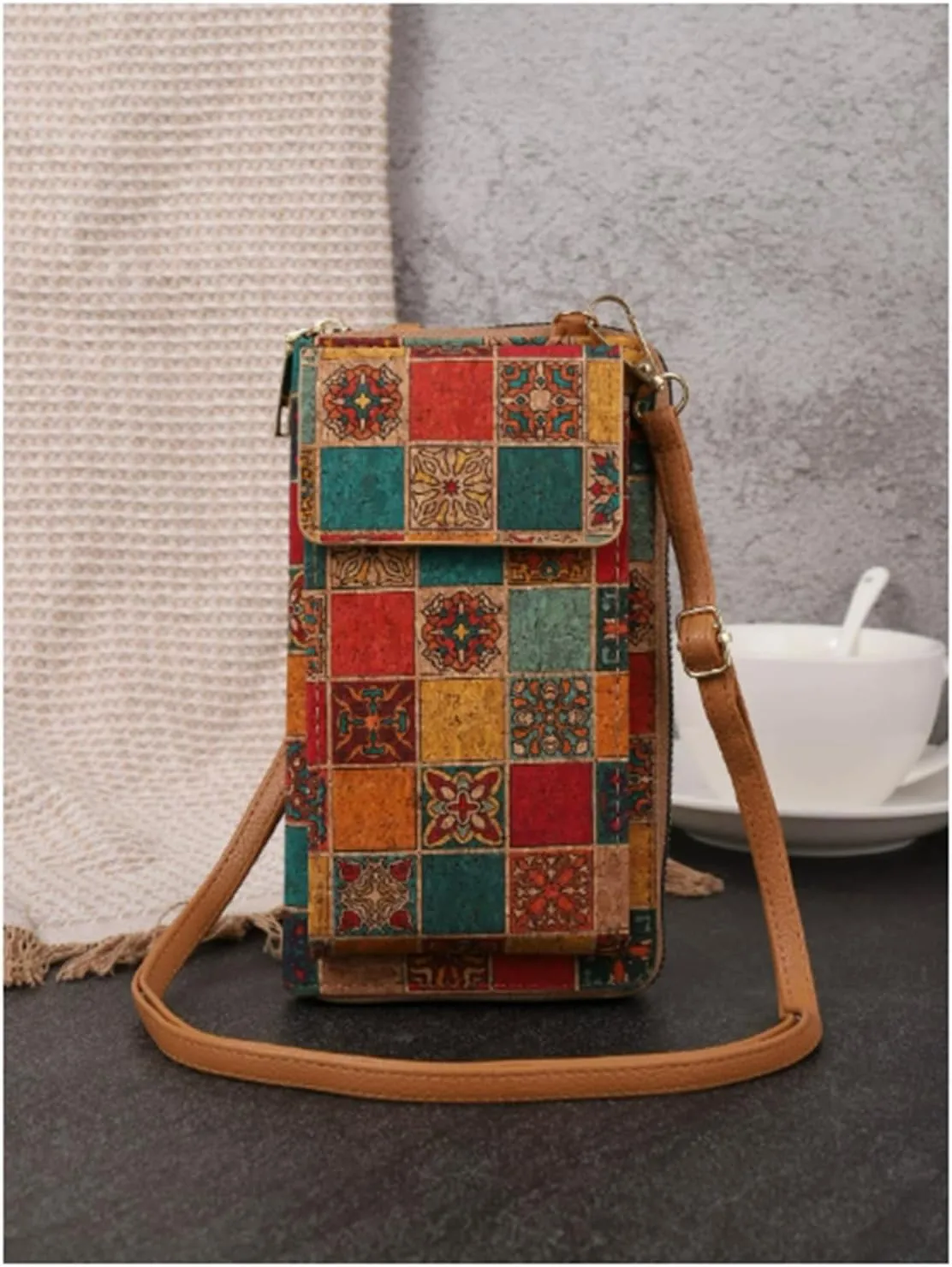 Mandala Bohemian Small Purses for Women Crossbody Strap Bag Cell Phone Wallet Cellphone Cross Body Case Flower with Pocket