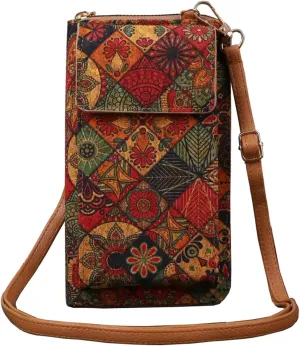Mandala Bohemian Small Purses for Women Crossbody Strap Bag Cell Phone Wallet Cellphone Cross Body Case Flower with Pocket
