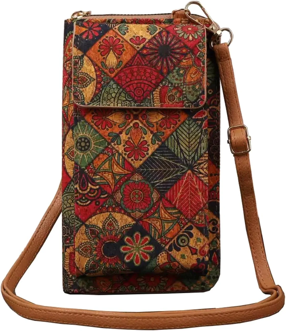 Mandala Bohemian Small Purses for Women Crossbody Strap Bag Cell Phone Wallet Cellphone Cross Body Case Flower with Pocket