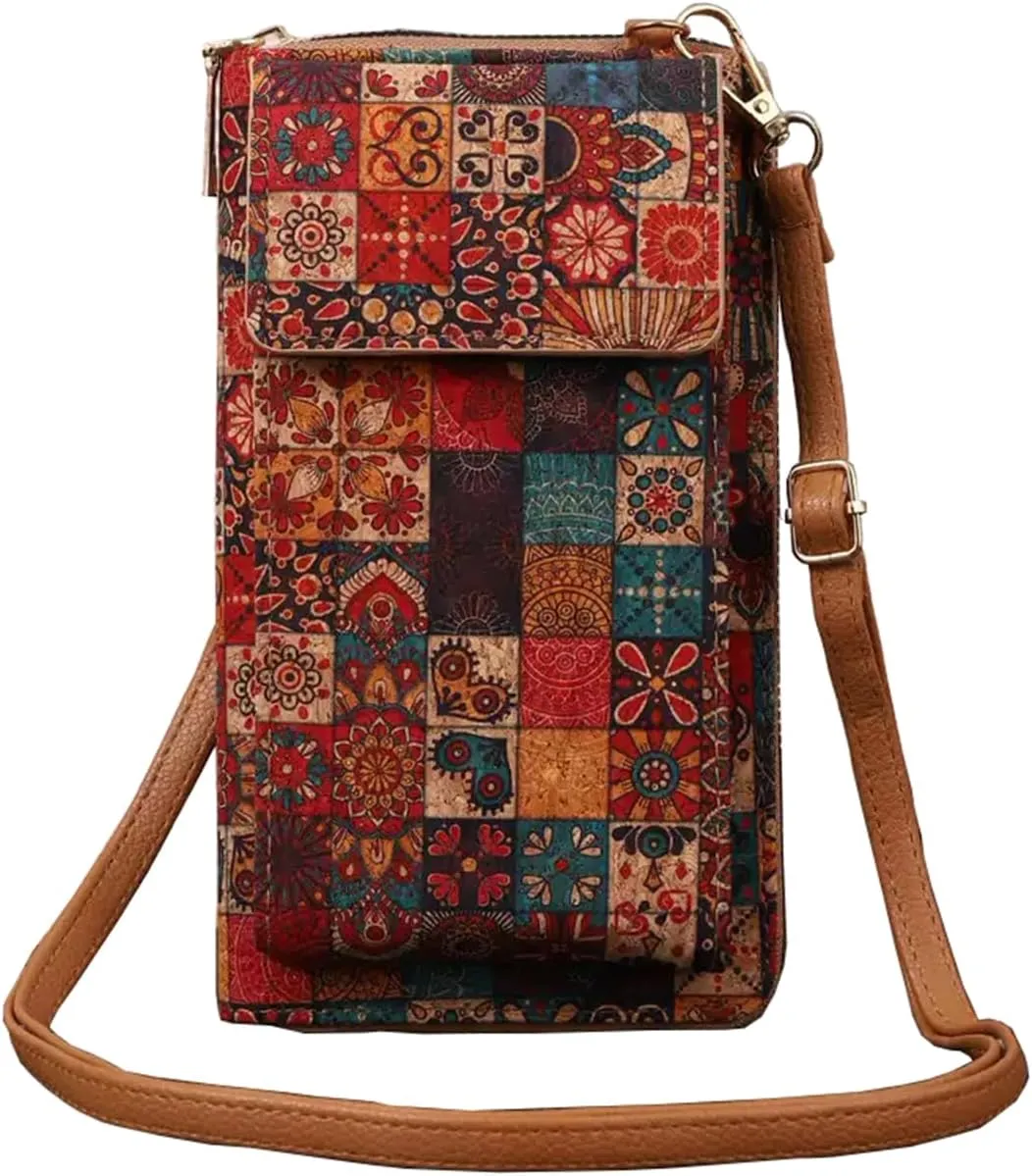 Mandala Bohemian Small Purses for Women Crossbody Strap Bag Cell Phone Wallet Cellphone Cross Body Case Flower with Pocket